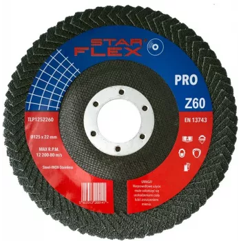 Disc abraziv lamelar PSG Star Flex 125x22,23mm P60 corindon zirconiu pentru polizor unghiular