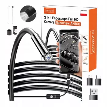 Cameră de inspecție endoscop ZENWIRE AN100 USB-C 3,5m 1080p IP67 cu accesorii
