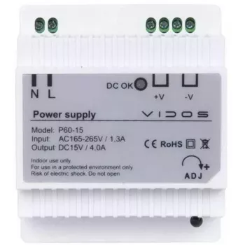 VIDOS P60/15 Sursă de alimentare 60W 15V DC șină DIN
