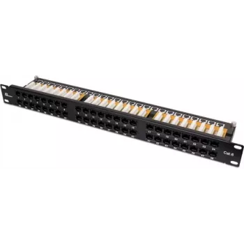 Patch panel Getfort PGF-6UTP48-B9 UTP Cat.6 48 porturi 2U 19 inch pentru rack negru
