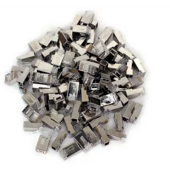 GETFORT Conector RJ45 Cat.5e ecranat pass-through 8P8C 100 bucăți