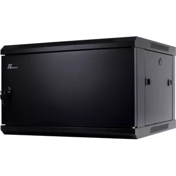 Dulap rack de perete GETFORT CALI 6U 600x600 19 inch cu ușă din oțel, negru