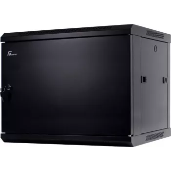 Dulap rack de perete pentru servere GETFORT CALI 9U 600x600 cu ușă din oțel masiv - negru