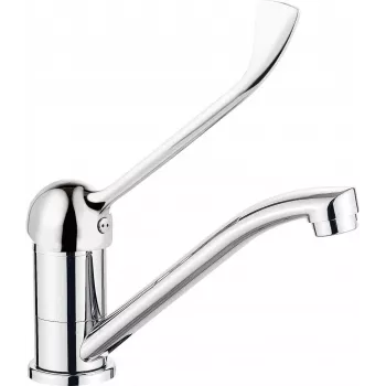 DEANTE Baterie de lavoar cu pipă rotativă - Manetă clinică, crom, montaj pe blat cu o gaură, 7 L/min