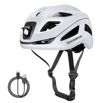 Cască de bicicletă inteligentă ROCKBROS ZK-077 cu iluminare LED multidirecțională integrată, 57-61 cm, alb
