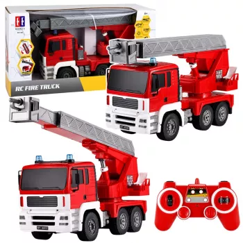 LEAN TOYS Mașină de pompieri cu braț rotativ 660°, telecomandă RC 1:20