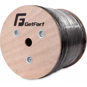 Cablu de rețea GETFORT CAT.6 F/UTP exterior rezistent la UV cu miez uscat 500m negru