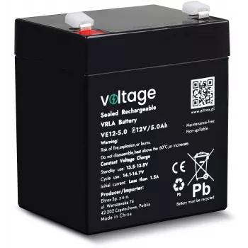 Baterie AGM Voltage 12V 5Ah VE12-5.0 (durată de viață 6-9 ani)