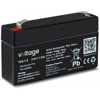 Acumulator AGM VOLTAGE 6V 1,2Ah VE6-1.2 (durată de viață de proiectare 6-9 ani)