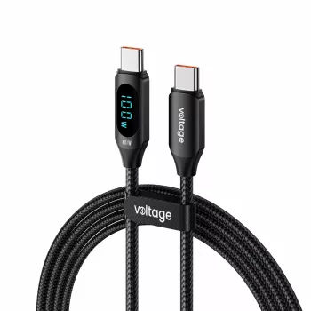 Cablu USB-C la USB-C Voltage PowerDisplay 100W PD 1m negru