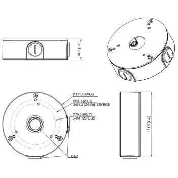 Cutie de derivație aplicată MITON MT-P13G, gri (RAL 7035), IP65, IK07, 130x130x75 mm