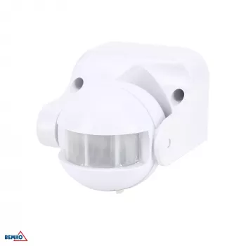Senzor de mișcare PIR BEMKO 1200W 180° alb