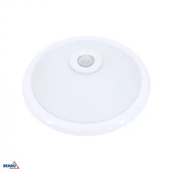 Lampă de tavan BEMKO TAZAN cu senzor PIR 2x40W E27 IP20 sticlă+oțel+plastic albă