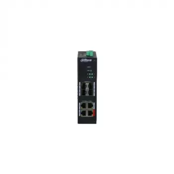 Dahua HS4408-4ET-96 Switch PoE industrial neadministrat, 8 porturi, 4x Hi-PoE 60W, 4x PoE+ 30W, buget 96W, 2x uplink Gigabit, 2x SFP, șină DIN