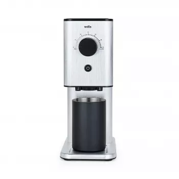 Râșniță de cafea WILFA ZENSE ALUX, cu piulițe conice, 40 de trepte de măcinare, piulițe din inox, 130 W, negru/aluminiu