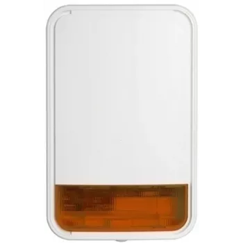 Sirenă exterioară wireless DSC PowerG cu lumină intermitentă, 868 MHz, 110 dB, cu baterie, alb/roșu