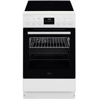 AEG CCB56491BW Aragaz electric independent cu plită ceramică, cuptor cu convecție 73L și cuptor convențional 39L, Alb