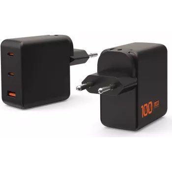 Încărcător UAG SRGE Charger 100W GaN de perete cu 2x USB-C și 1x USB-A, ștecher EU/UK/US (negru)