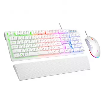 Set tastatură și mouse cu fir Rampage Fortuna alb