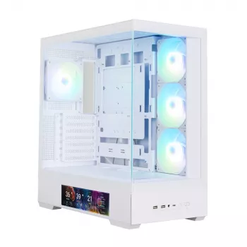 Carcasă PC mid-tower Zalman P40 DS White cu 4 ventilatoare ARGB de 140 mm, panou din sticlă călită, panou frontal mesh, albă