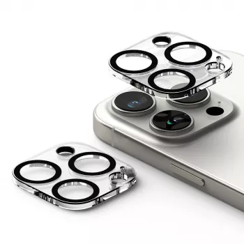 Protector cameră Ringke pachet de 2 pentru iPhone 16 Pro / 16 Pro Max transparent