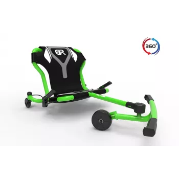 Kart EzyRoller Spinner Pro X verde, 360°, acționat cu picioarele, pentru copii de la 10 ani