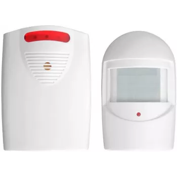 Set sonerie fără fir ORNO OR-MA-717 cu senzor de mișcare PIR, 433 MHz, rază de 80 m, 32 melodii, senzor IP44, alb