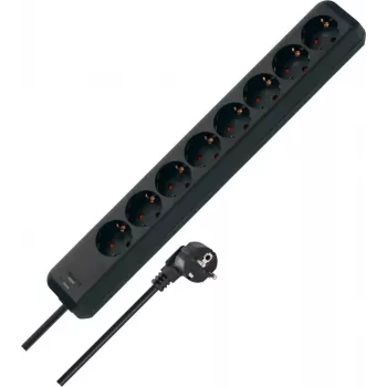 Brennenstuhl Eco-Line Prelungitor cu 8 prize negru H05 - Prelungitor
