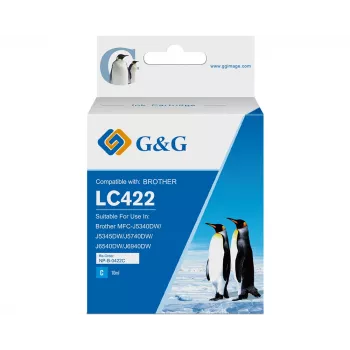 G&G Compatible Ink Cartridge for Brother LC422C Cyan (550 Pages)
