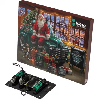 Calendar de Advent Wera 2026, set de unelte cu 24 de piese, cu șurubelnițe Kraftform, biți, suport Rapidaptor și cutie textilă