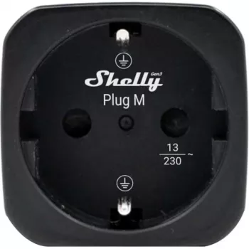 Shelly Plug M Gen3 Black Smart Plug with Energy Monitoring, 13A, Wi-Fi & Bluetooth