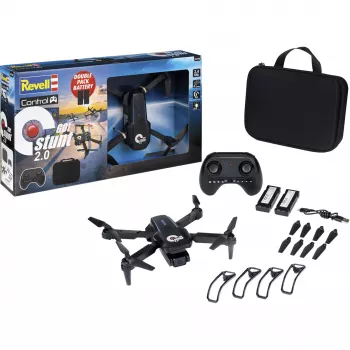 Dronă cu radiocomandă Revell RC Quadrocopter GO! Stunt 2.0 - 2,4 GHz, 4 canale, gata de zbor, cu giroscop pe 6 axe, mod headless, întoarceri la 360°, lumini LED, 3 trepte de viteză, acumulator LiPo, pentru copii de la 8 ani