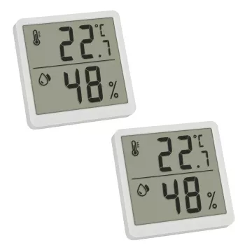 Set de 2 termohigrometre digitale TFA 30.5059.02.02, alb/argintiu