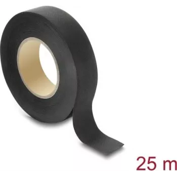 Delock bandă textilă 25 m x 19 mm detașabilă manual autoadezivă neagră