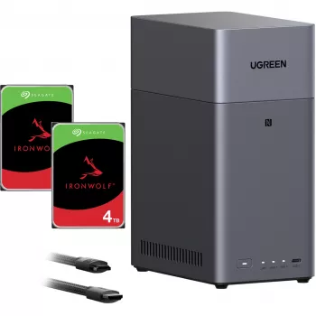 Pachet UGREEN DH2300 cu 2x Seagate IronWolf NAS 4 TB CMR (negru)