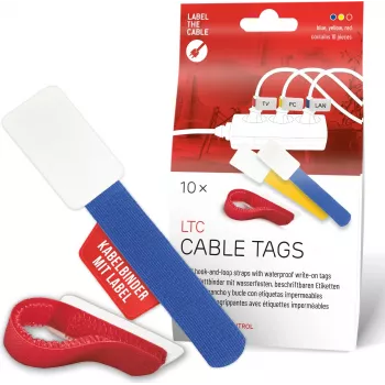 Set de etichete pentru legături de cablu reutilizabile cu arici LABEL THE CABLE LTC 2630-10, dimensiuni și culori mixte, 10 bucăți