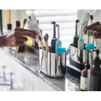Suport mare pentru periuțe de dinți Joseph Joseph EasyStore Luxe din oțel inoxidabil