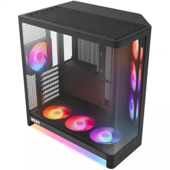 Carcasă gaming NZXT H6 RGB+ 2026 Mid-Tower Airflow, neagră, sticlă securizată, 3 ventilatoare RGB