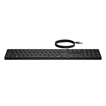 Tastatură USB cu fir HP Desktop 320K, layout italian, format complet, taste joase, neagră, Smart Buy
