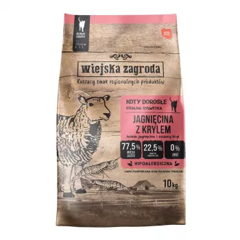 Hrană uscată pentru pisici WIEJSKA ZAGRODA miel cu krill - 10kg