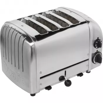 Dualit Vario 47030 Prăjitor de pâine 4 felii, oțel inoxidabil lustruit, 2200 W, fante extra-late, funcții de decongelare & bagel