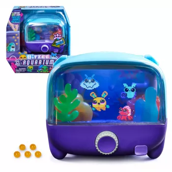 Bitzee Aquarium Jucărie interactivă digitală cu animale de companie, cu peste 20 de animale virtuale, control tactil și prin mișcare, mov/roz