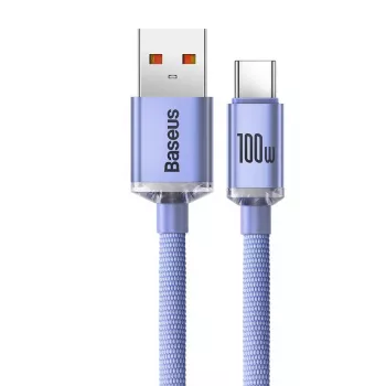 Cablu Baseus USB-A la USB-C Crystal Shine 100W 2 m mov