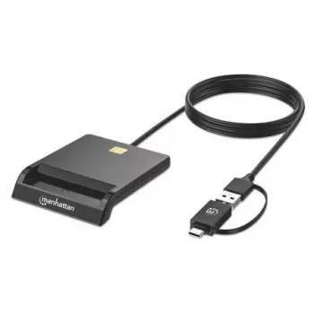 Cititor de carduri inteligente combo USB-C & USB-A Manhattan, negru