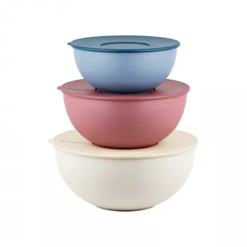 Set Guzzini EVERYWHERE BIO de 3 boluri cu capace, culori asortate