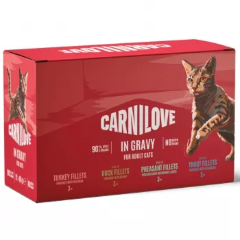 Multipack pliculețe cu sos pentru pisici Carnilove 12x85g