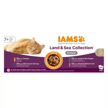 IAMS Delights Senior Land & Sea Collection în sos 12x85g