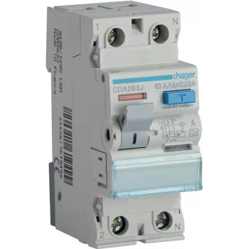 Întreruptor diferențial HAGER CDA263J 1P+N 63A 30mA tip A 6kA 230V 2 module șină DIN