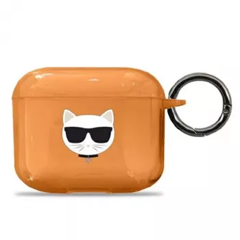 Husă Karl Lagerfeld KLA3UCHFO pentru AirPods 3 portocaliu Choupette