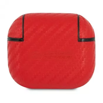 Ferrari FESA3CARE Husă On Track din PU cu carbon roșu pentru AirPods 3